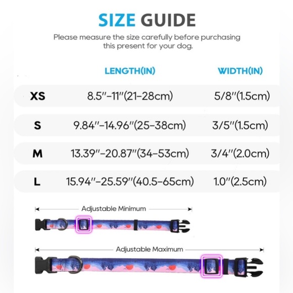 LED Dog Collar Night Safety Light Up Sunset Love Xtra Batteries Included Med NWT - Picture 9 of 16